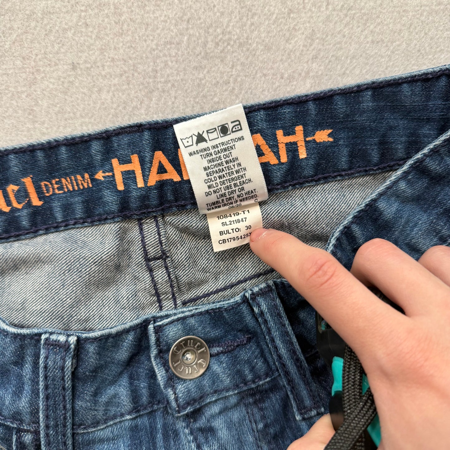 Cruel Hannah Women Blue Denim Bootcut Jeans Striped Bell Bottom Low Rise Size 28
