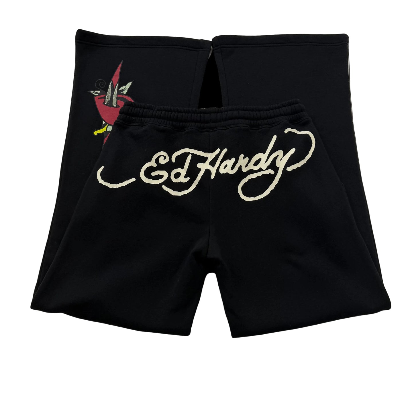 ED HARDY “Dagger Hearts” BLACK FLARE PANTS