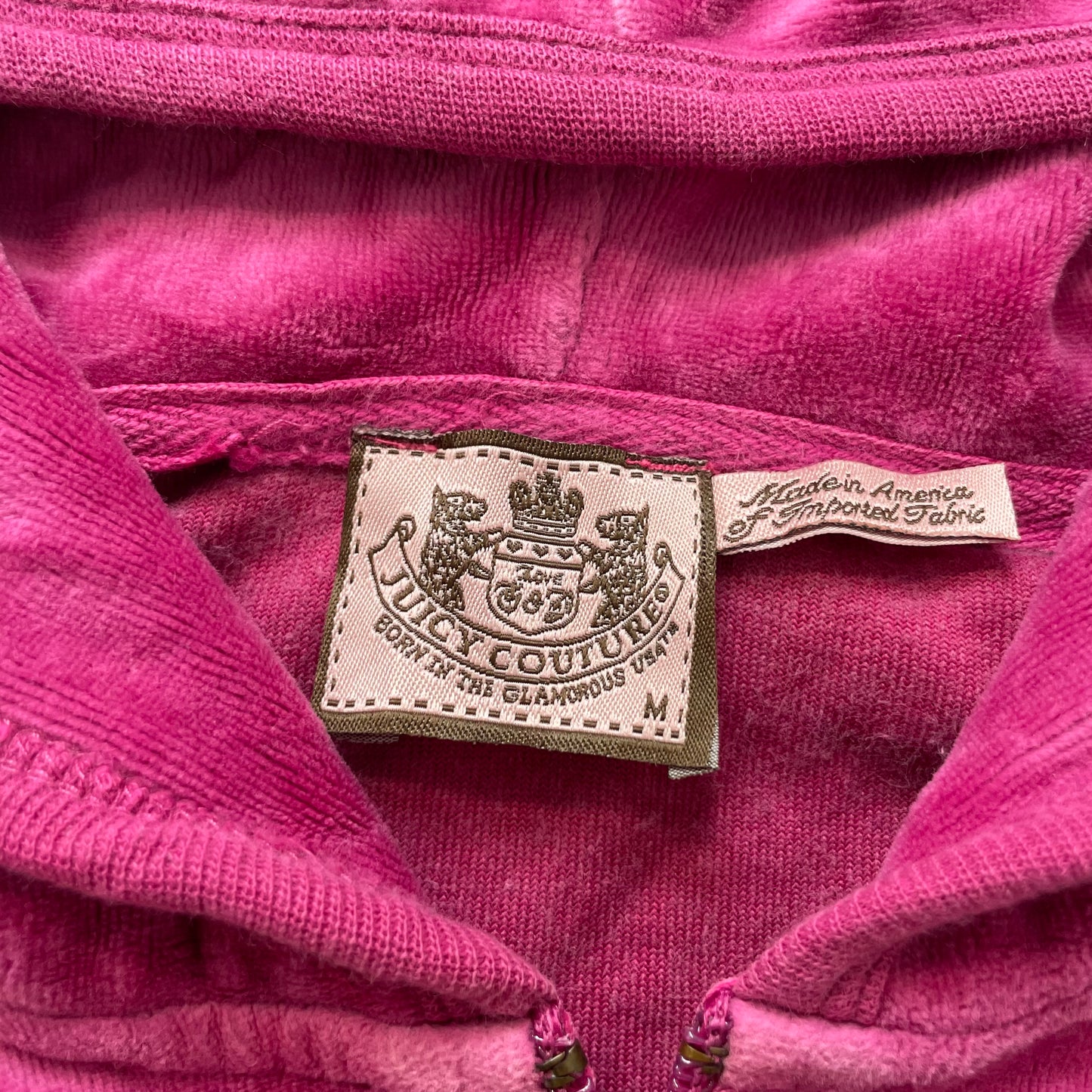 Juicy Couture Women's Vibrant Magenta Velour Full Zip Hoodie Loungewear Size M