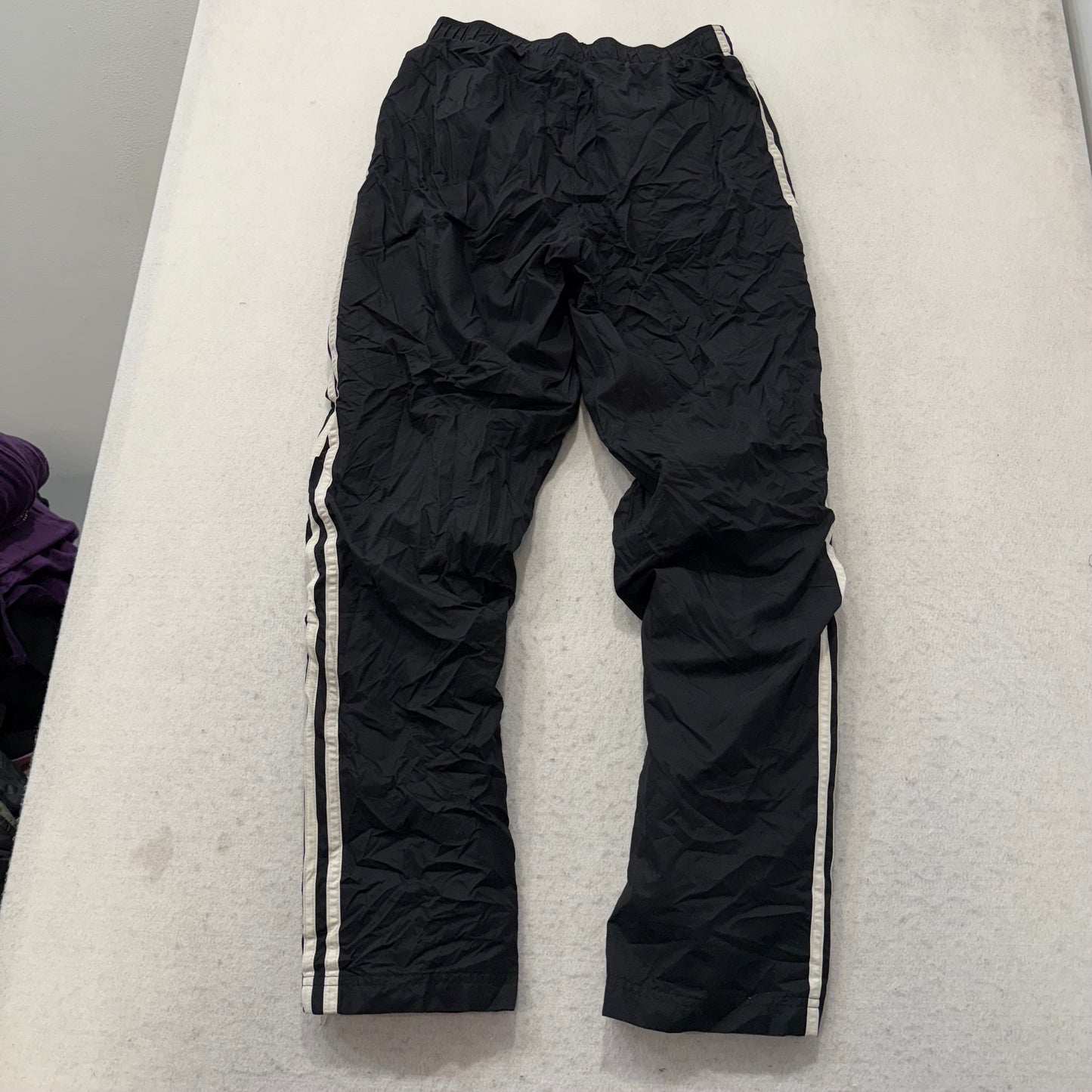Adidas Men's Black Nylon Track Pant Tear Away 3-Side Stripes Windbreaker Size XS