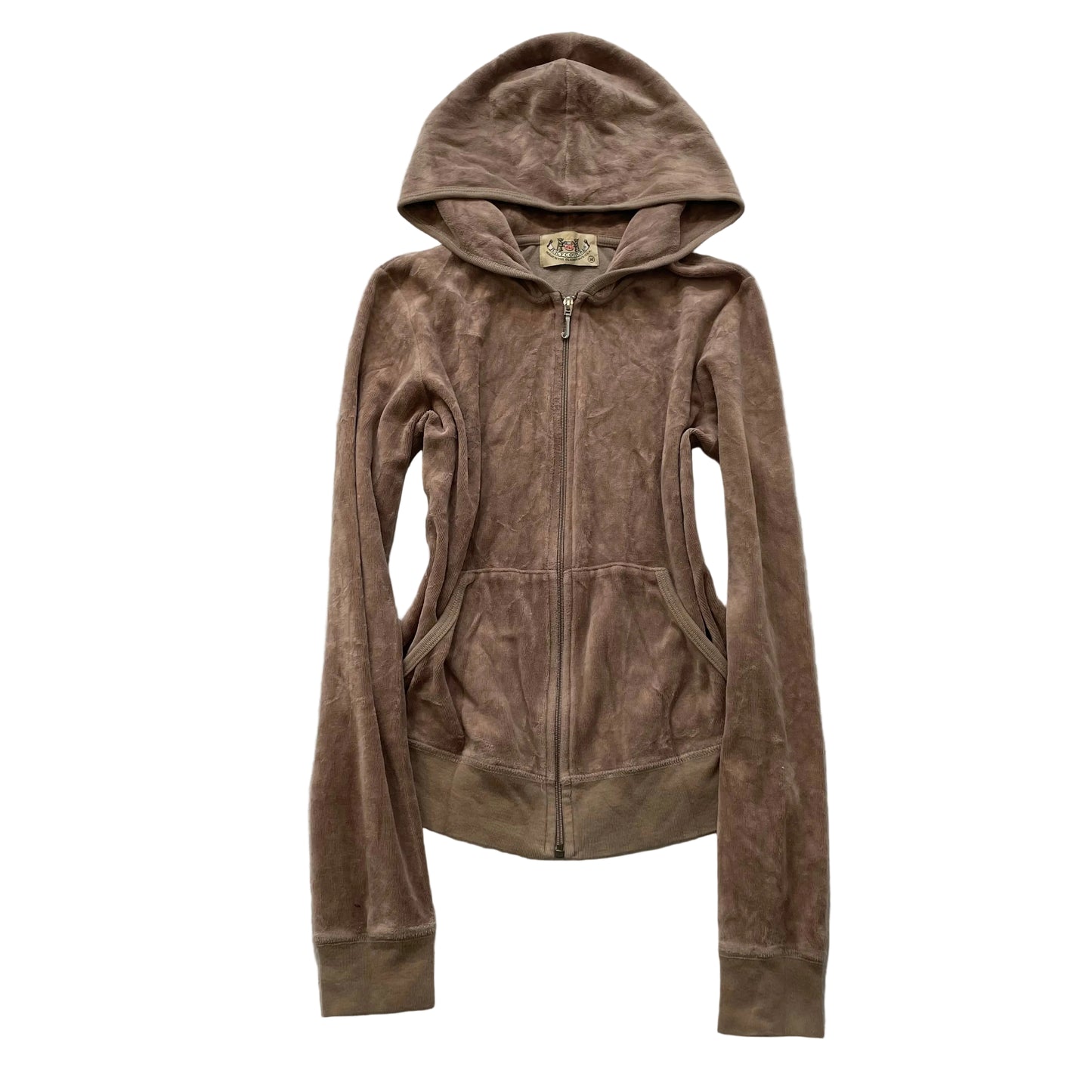 2003 Vintage Juicy Couture Scottie Dogs Womens Brown Velour Zip-Up Hoodie Size M