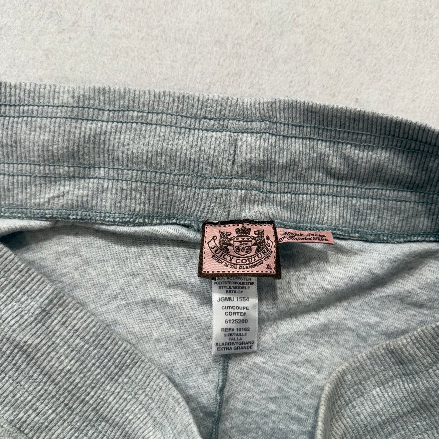 Juicy Couture Women Heather Gray Terrycloth Bell Bottom Flare Track Pant Size XL