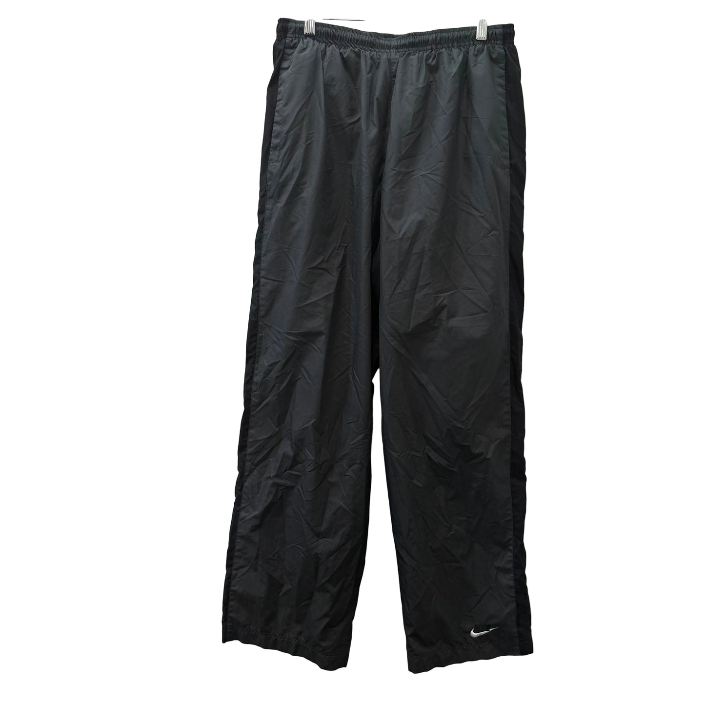 Nike Men's Dark Gray Straight Wide Leg Track Pant Zipper Hem Windbreaker Size L