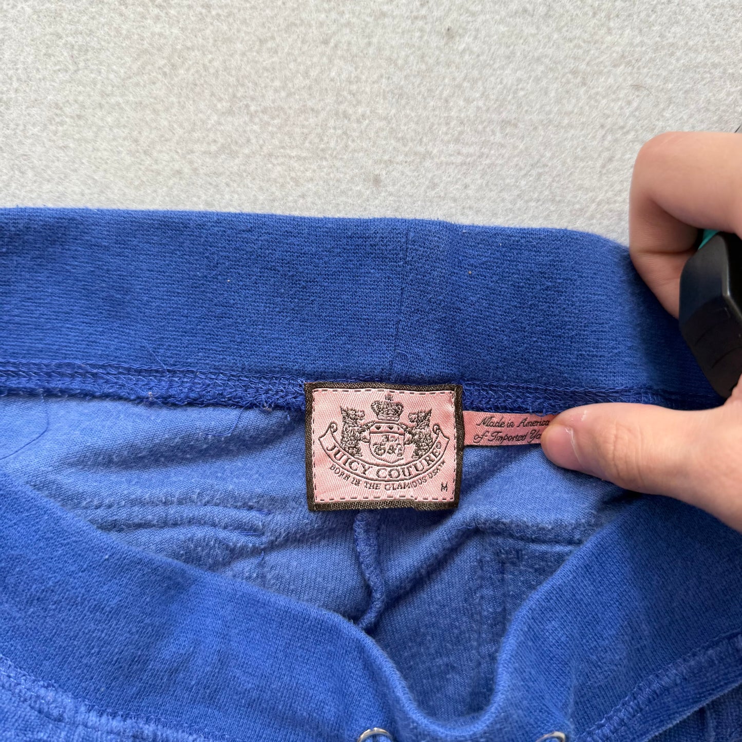 Juicy Couture Women's Royal Blue Velour Flared Track Pant Flap Pockets Size M