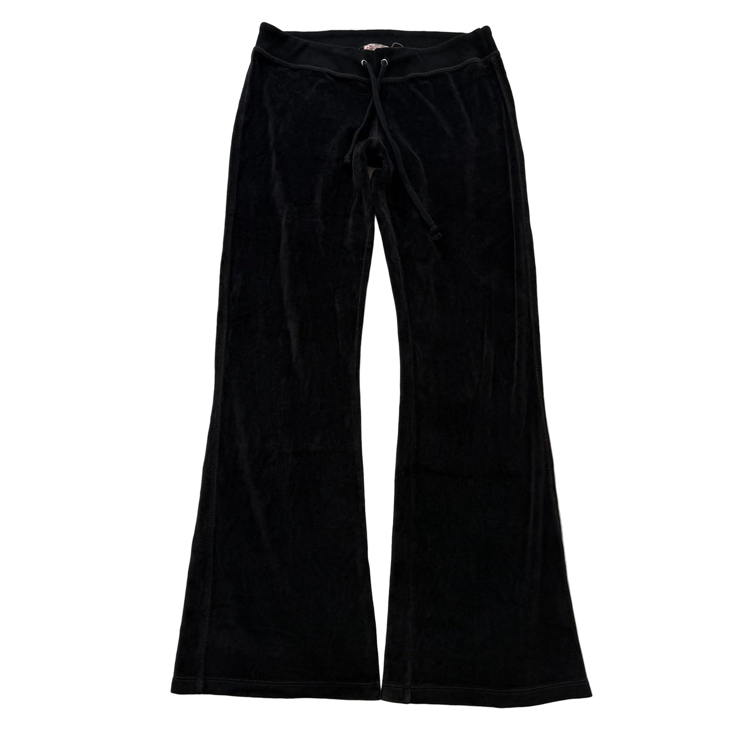 Vintage Juicy Couture Women Black Velour Flare Track Pants Casual Preppy Size L