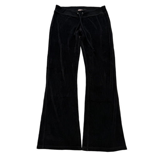 Vintage Juicy Couture Women Black Velour Flare Track Pants Casual Preppy Size L