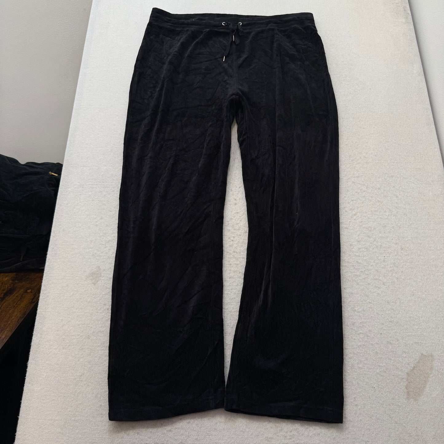 Juicy Couture Womens Black Velour Tracksuit Set Zip-Up Hoodie & Pant Y2k Size XL