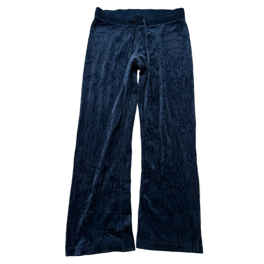 Vintage Juicy Couture Women's Navy Velour Flare Track Pant Loungewear Y2K Size L