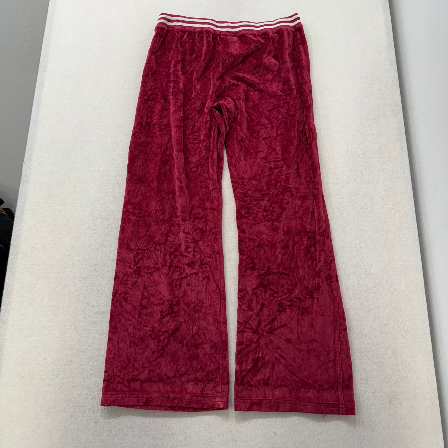 Juicy Couture Crimson Velour Flared Track Pants Drawstring Mid Rise Size L