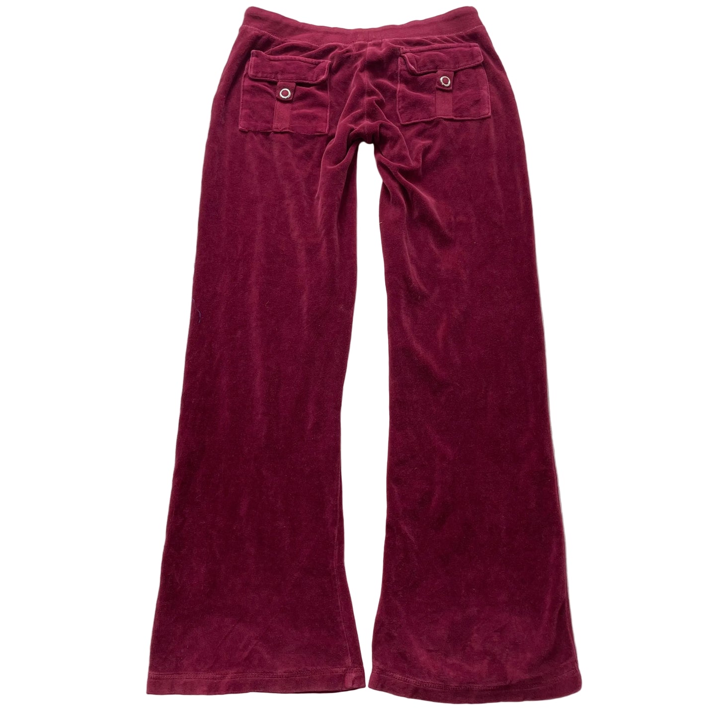 2003 Vintage Juicy Couture Women's Maroon Velour Flare Track Pant Pockets Size S