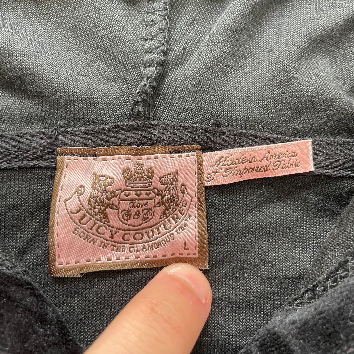 Vintage Juicy Couture Womens Black Velour Tracksuit Set Drawstring Y2k Size L/XL