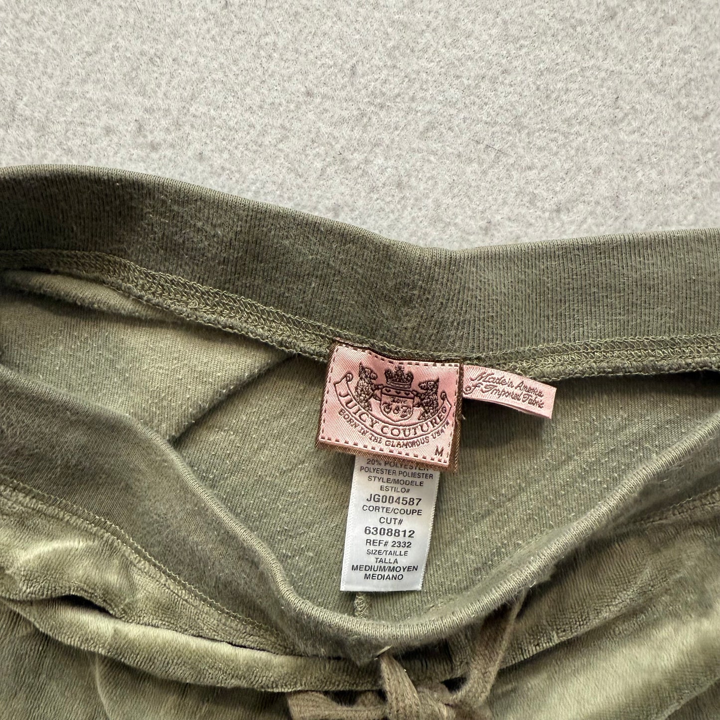 Juicy Couture Womens Light Olive Velour Tracksuit Set Hoodie & Pant Y2k Size L/M