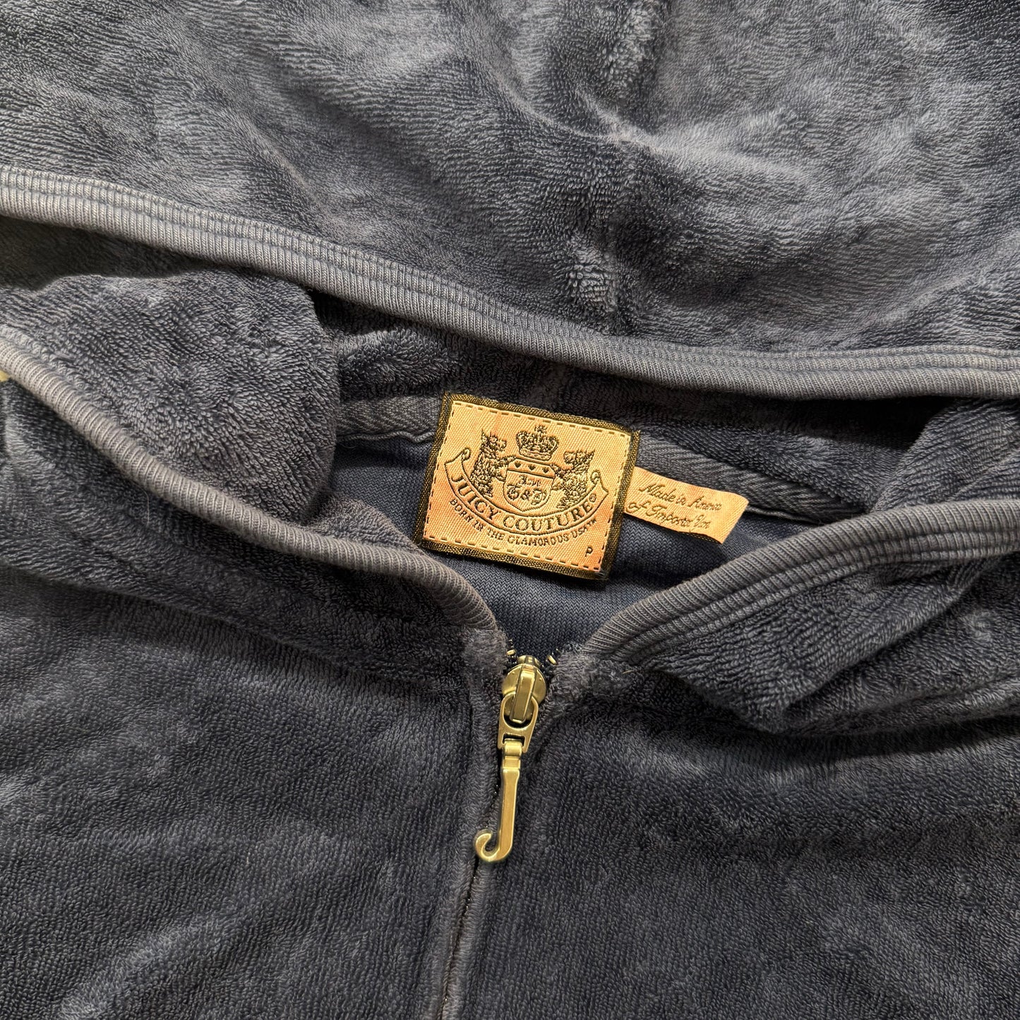 Juicy Couture "Juicy Day Dreamer" Women's Navy Terry Cloth Zip-Up Hoodie Size P