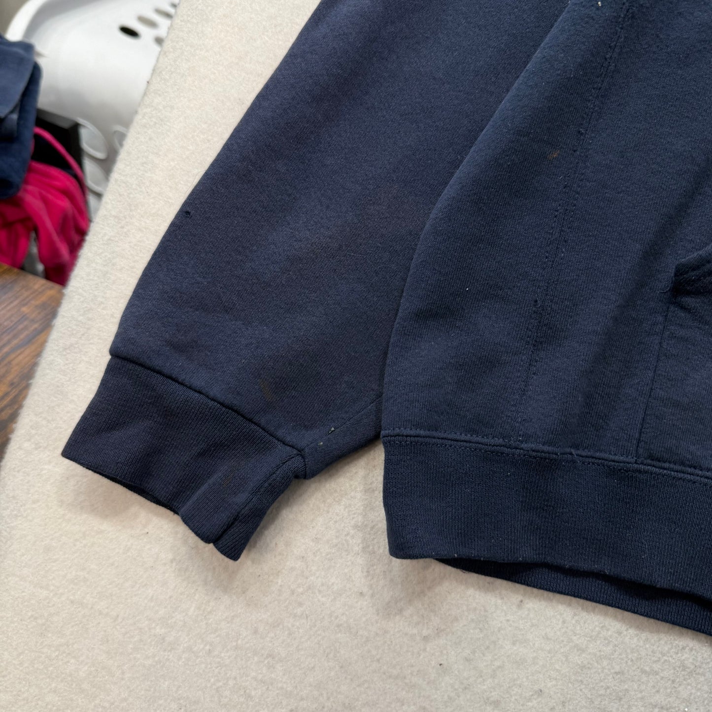 Russell Athletic Men's Navy Blue Cotton Relaxed Fit Full Zip Hoodie Logo Size XL