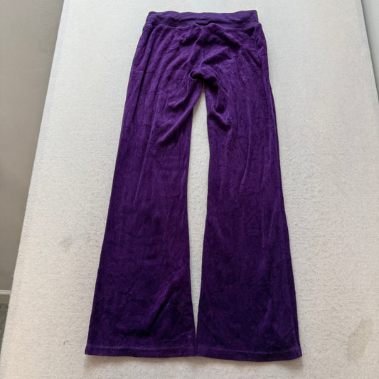 Juicy Couture Women's Deep Purple Velour Flare Leg Track Pants Drawstring Size M