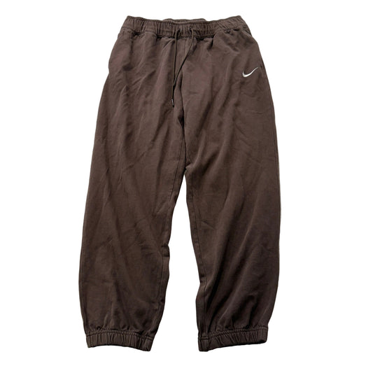 Nike Men's Dark Brown Joggers Cinch Hem Drawstring Swoosh Logo Performance Size M