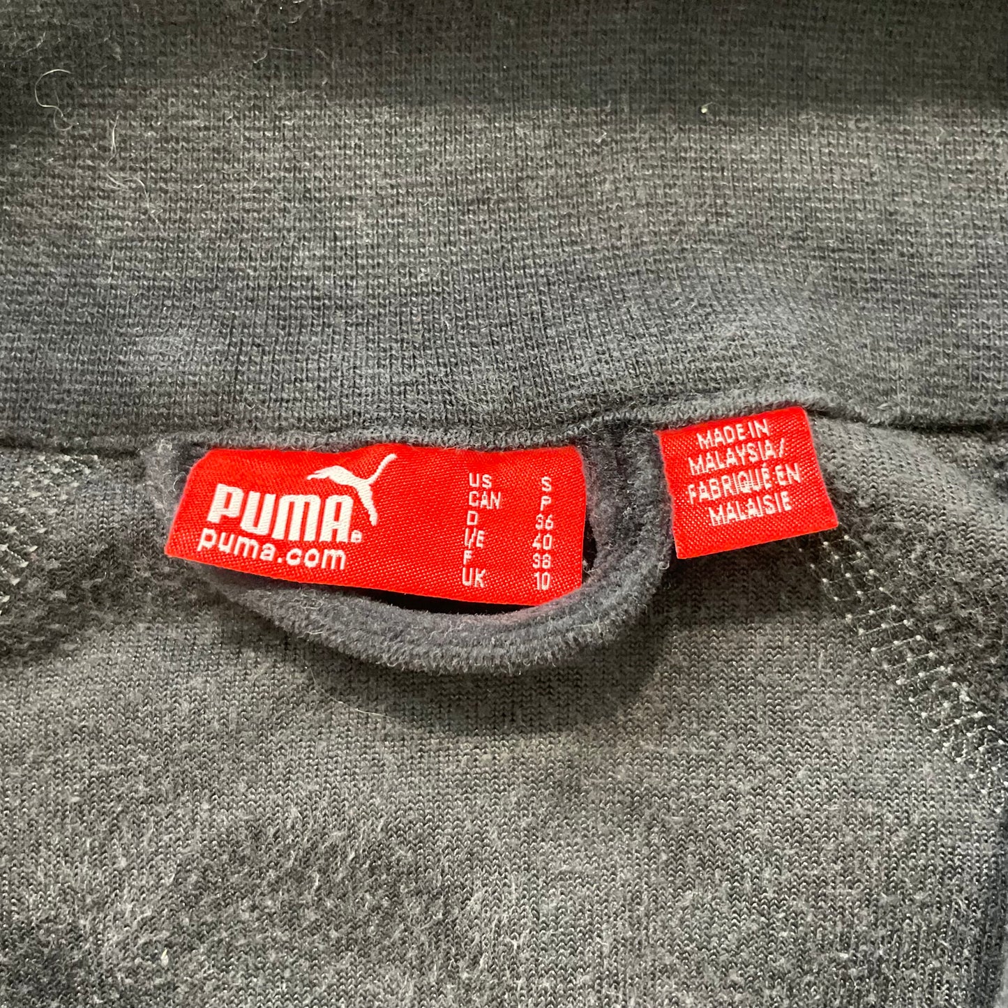 Puma Women's Black Velour Zip-Up Track Jacket Mock Neck Embroidered Logo Size S