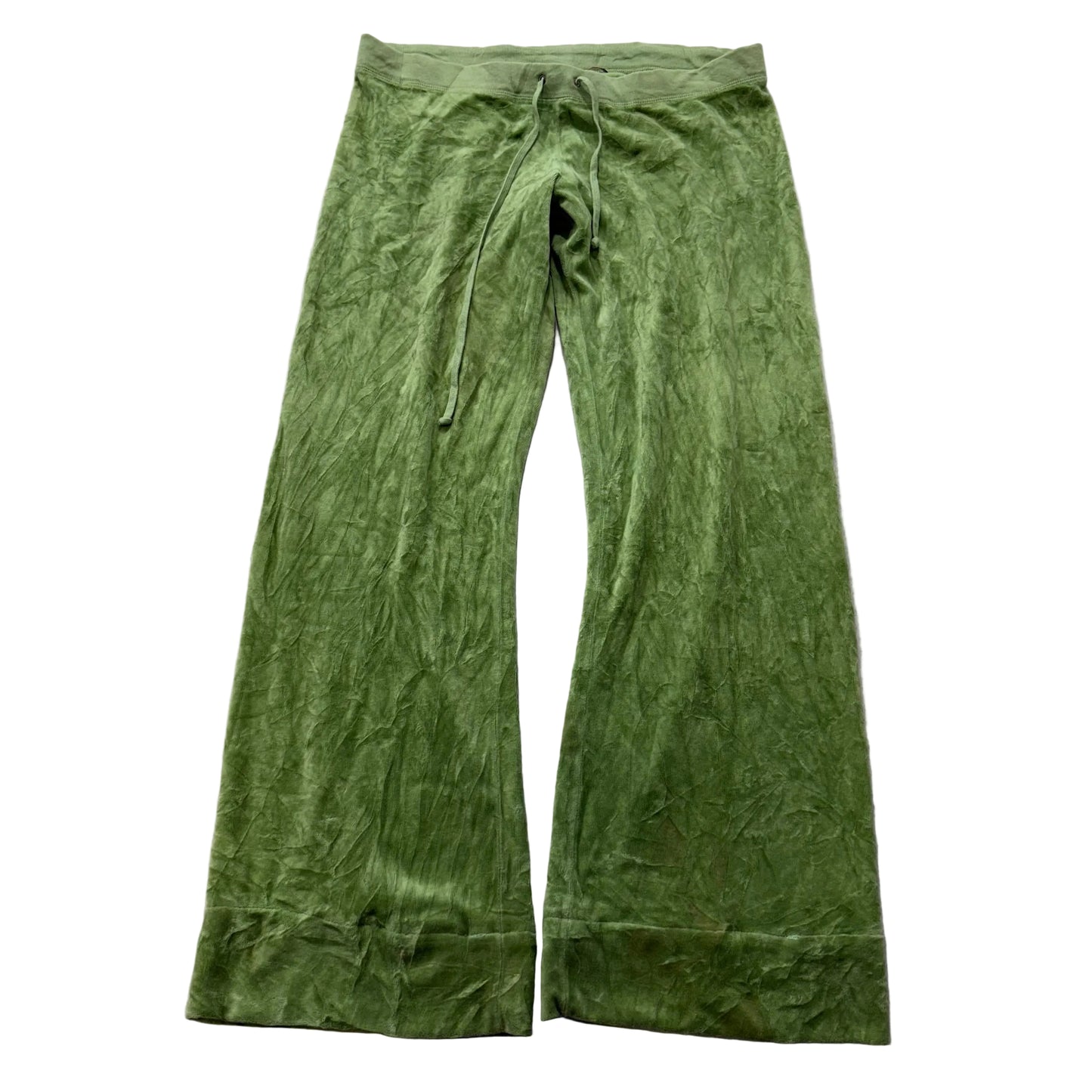 Vintage Juicy Couture Women Apple Green Velour Flared Track Pant Low Rise Size L