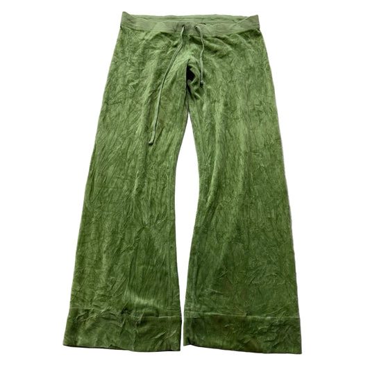 Vintage Juicy Couture Women Apple Green Velour Flared Track Pant Low Rise Size L