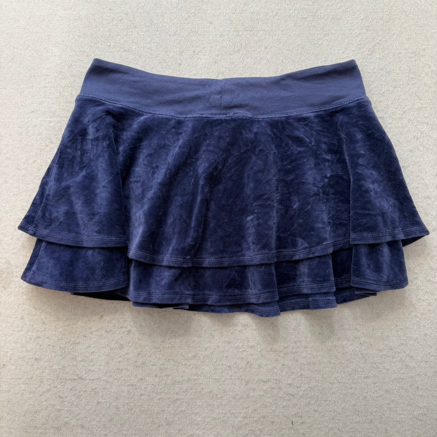 2003 Juicy Couture Women's Navy Velour Tracksuit Set Hoodie & Mini Skirt Size M