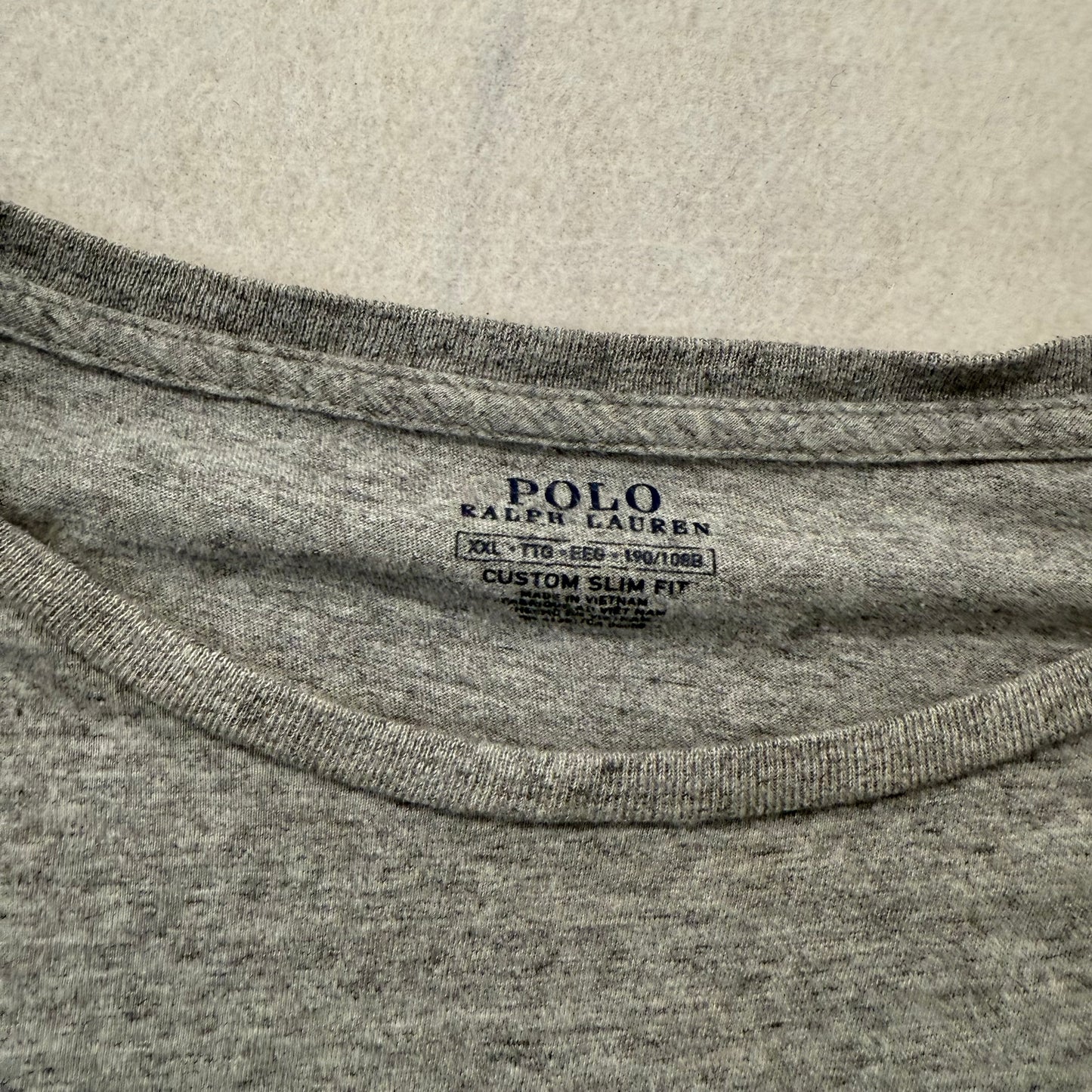 Polo Ralph Lauren Heather Gray Long Sleeve T-Shirt Black Pony Logo Custom Slim Fit