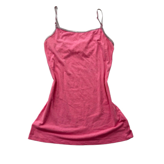 Ambiance Apparel Women's Pink Cotton Camisole Tank Top Spaghetti Straps Size L