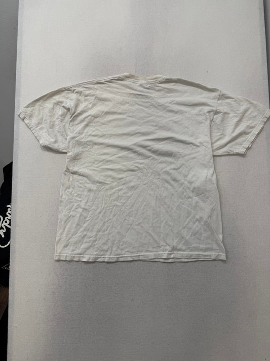 Jerzees Cream 100% Cotton T-Shirt Short Sleeves Crew Neck Rivalry Print Size XL