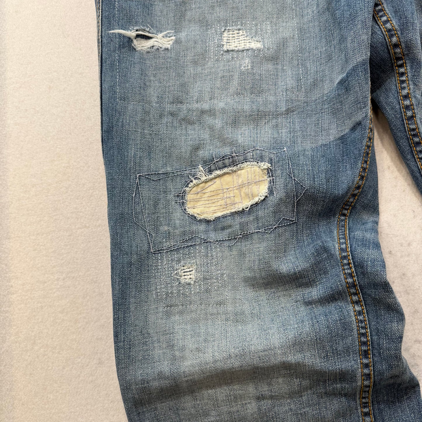 Rocawear Men’s Blue Denim Baggy Original Fit Jeans Distressed Patched Y2K Size 42