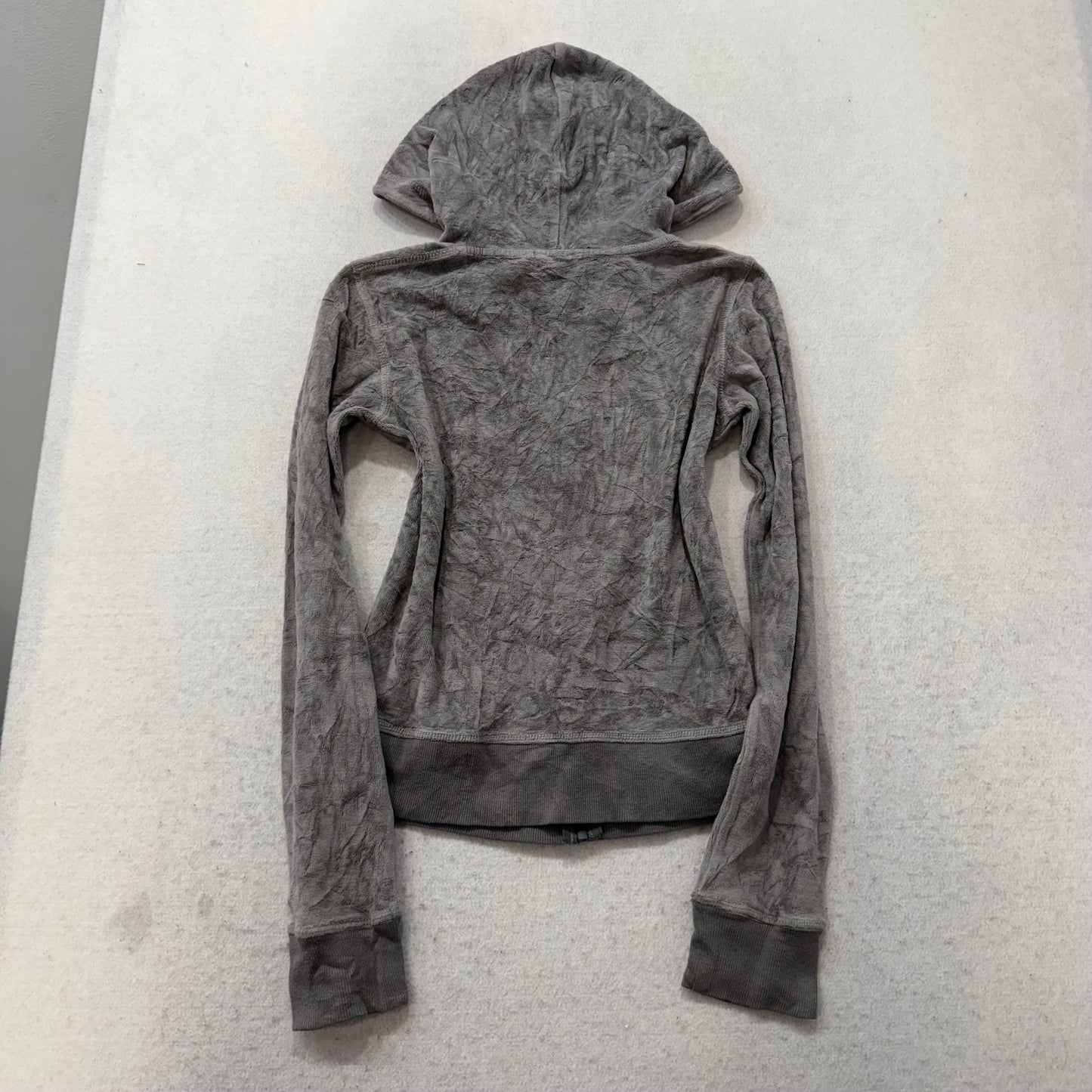 Vintage Juicy Couture Women's Heather Gray Velour Full Zip Hoodie Preppy Size S