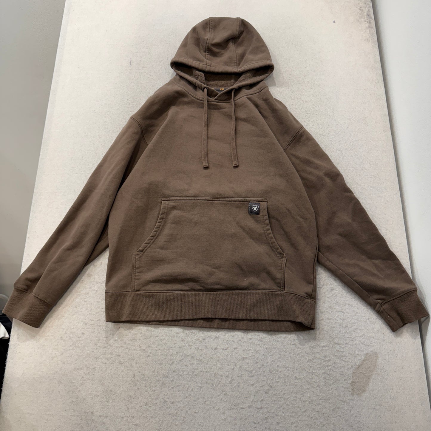 Ariat Rebar Men's Brown Fleece Workwear Hoodie Kangaroo Pocket Drawstring Size M