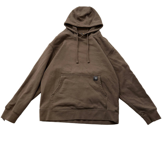 Ariat Rebar Men's Brown Fleece Workwear Hoodie Kangaroo Pocket Drawstring Size M