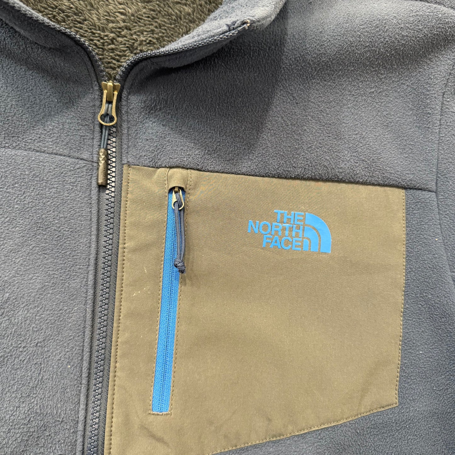 The North Face Navy Blue Full Zip Fleece Jacket Zip Pockets Size L