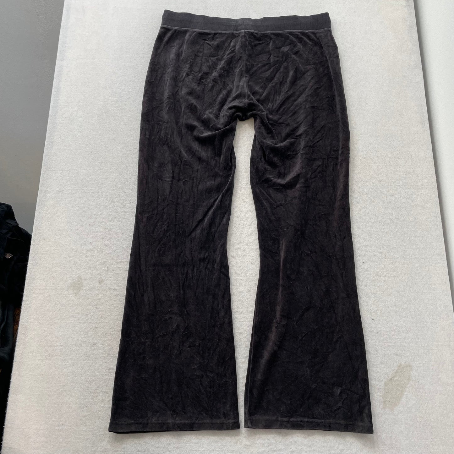 Vtg Juicy Couture Women's Faded Black Velour Tracksuit Set Hoodie & Pant Size XL