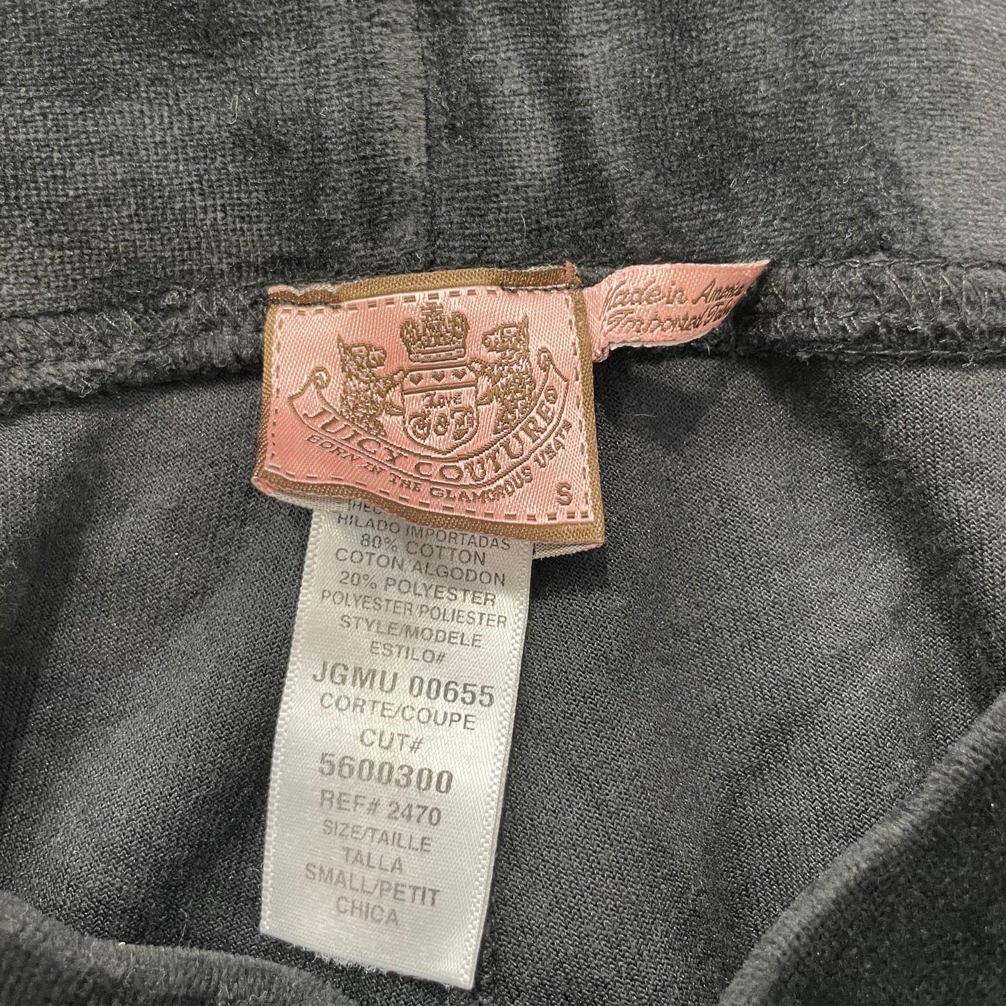 Vintage Juicy Couture Women's Black Velour Tracksuit Set Jacket & Pant Size M/S
