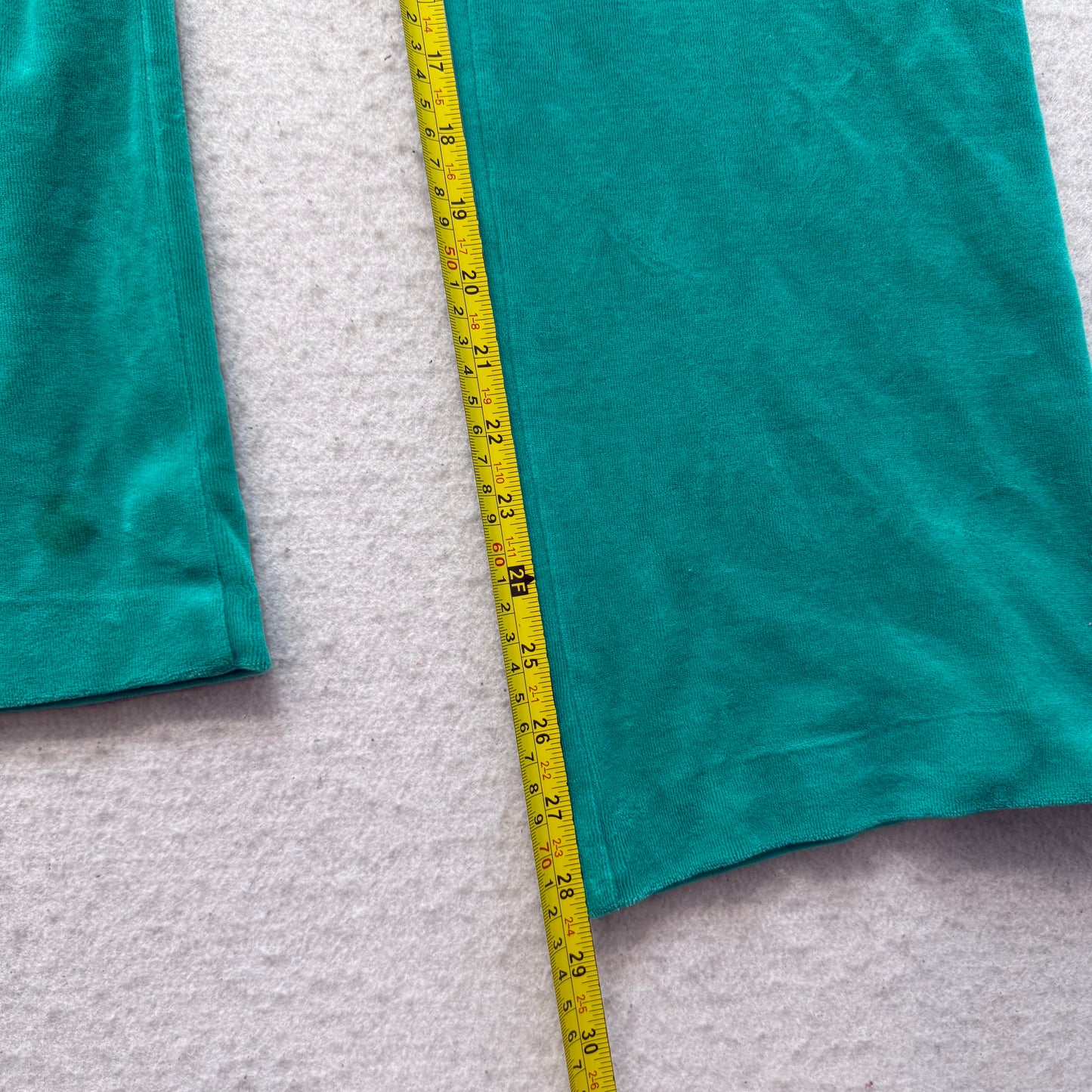 Vintage Juicy Couture Womens Turquoise Terrycloth Flare Track Pant Pocket Size M