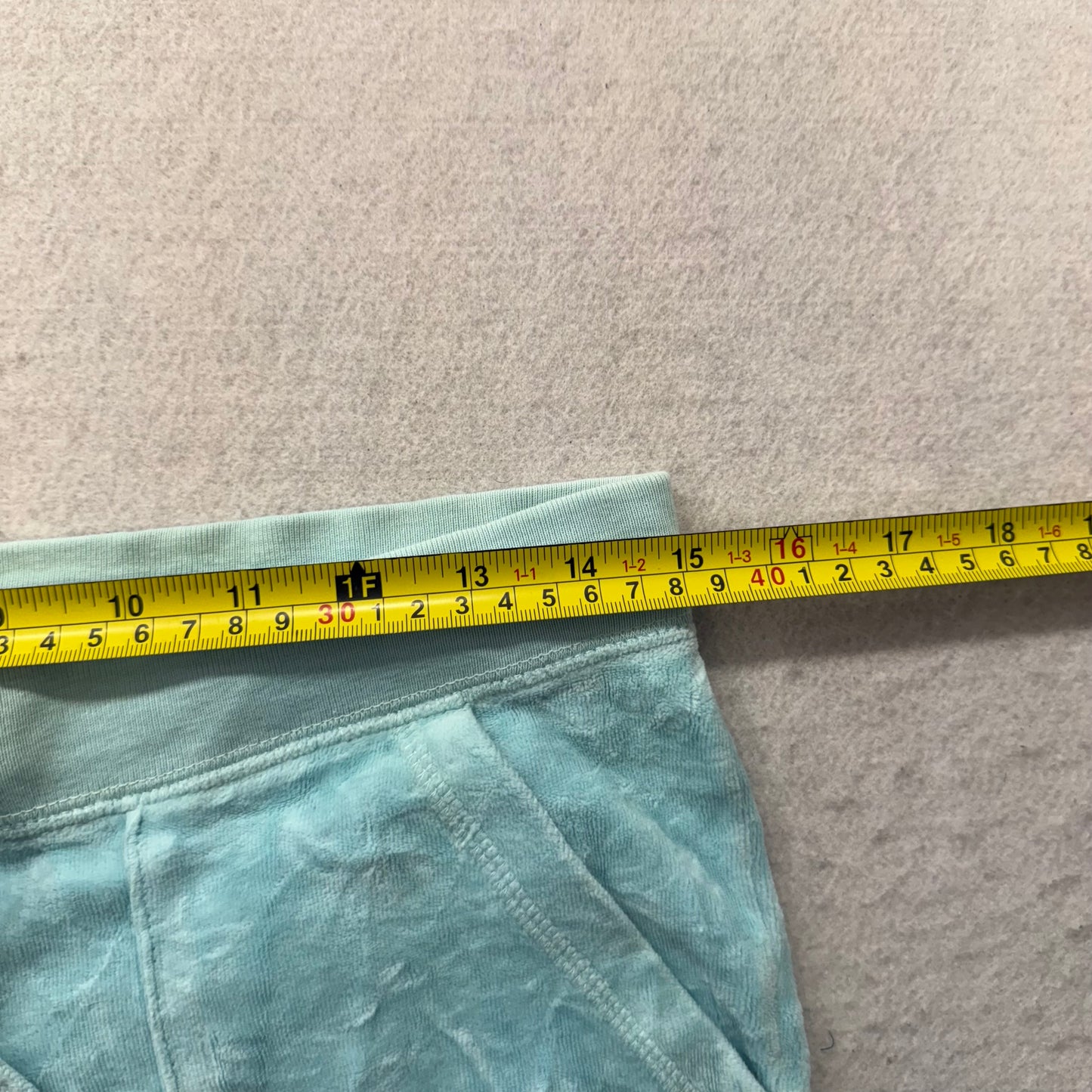 2003 Vintage Juicy Couture Women's Pale Turquoise Velour Flare Track Pant Size S