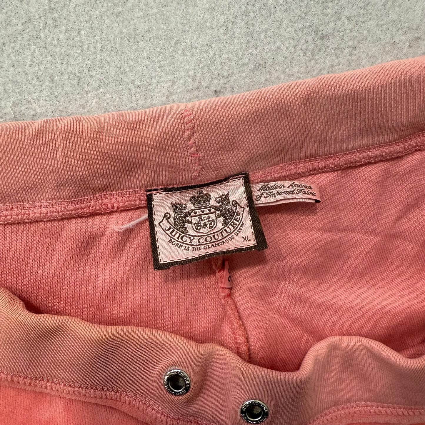 Juicy Couture Wrap you up in my love Women Coral Pink Velour Flared Pant Size XL