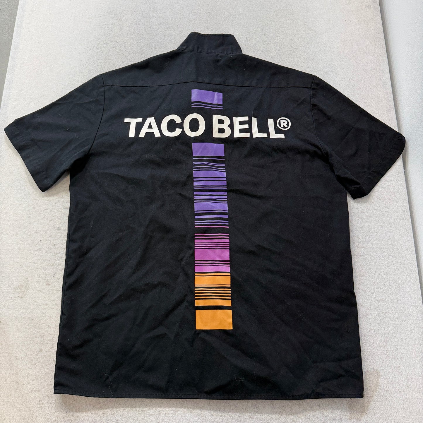 Taco Bell Employee Uniform Men's Black Button-Up Shirt Graphic Back Y2K Size L