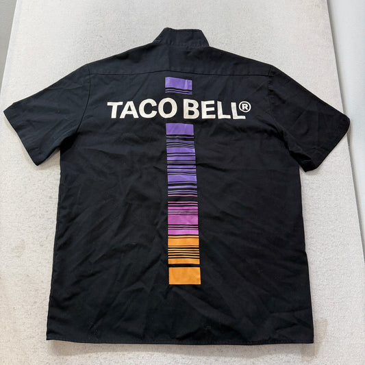 Taco Bell Employee Uniform Men's Black Button-Up Shirt Graphic Back Y2K Size L