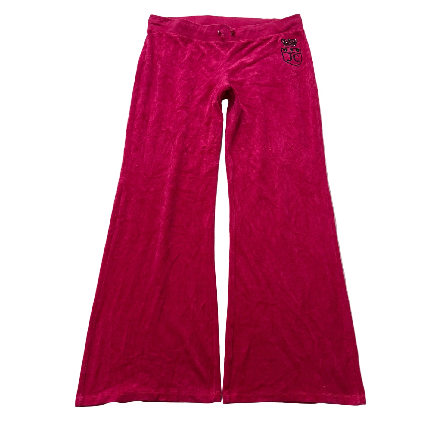 Juicy Couture Women's Dark Hot Pink Flare Track Pant Rhinestone Logo Y2K Size XL