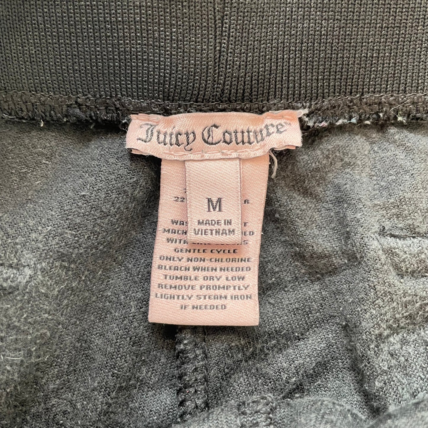Juicy Couture Womens Black Velour Capris Pant Drawstring Snap Flap Pocket Size M