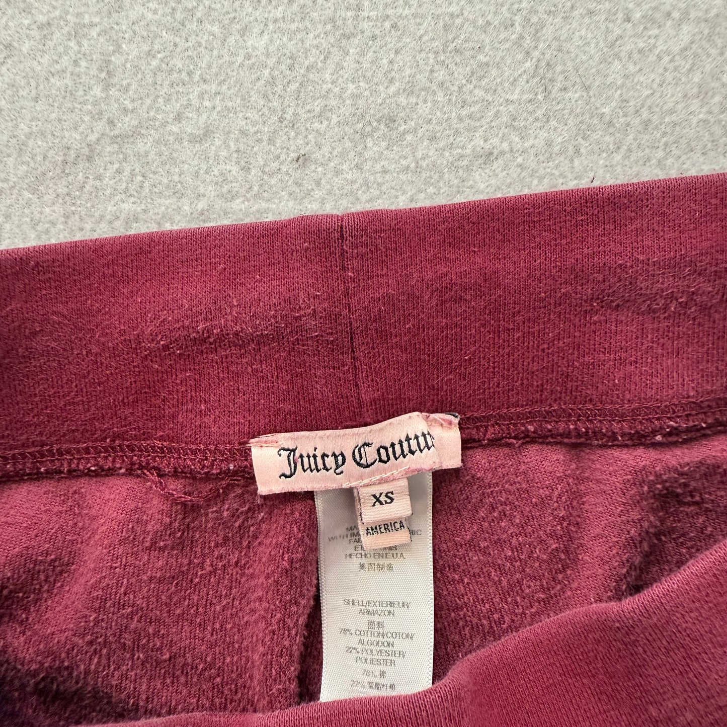 Juicy Couture Women's Maroon Velour Flared Track Pant Loungewear Preppy Size XS