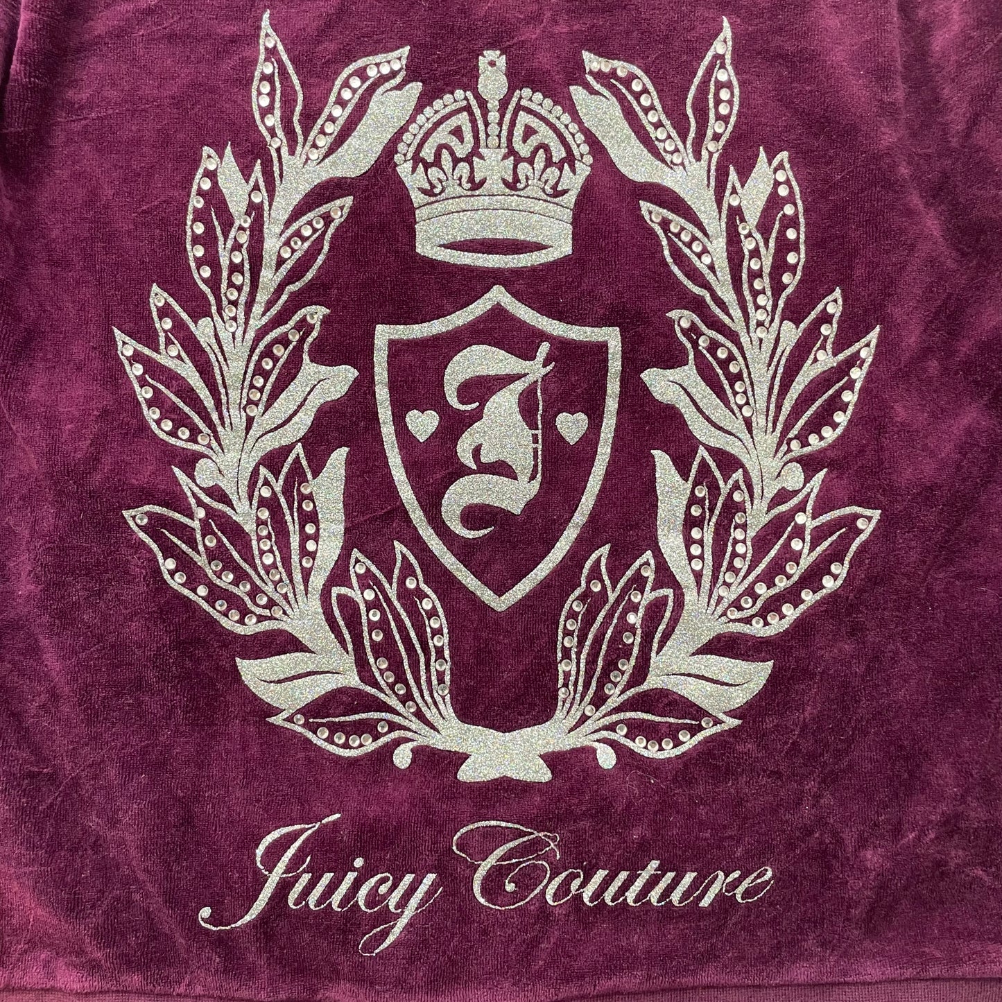 Juicy Couture Deep Purple Velour Tracksuit Set Rhinestone Graphic Logo Size M/XL