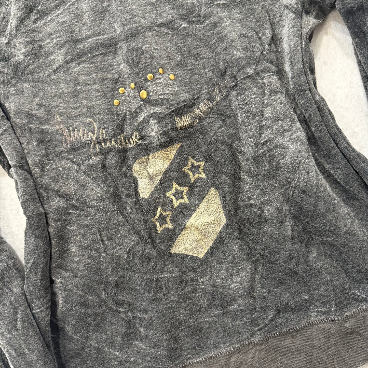Juicy Couture Women's Dark Charcoal Zip Up Hoodie Studded Pocket Graphic Size XL
