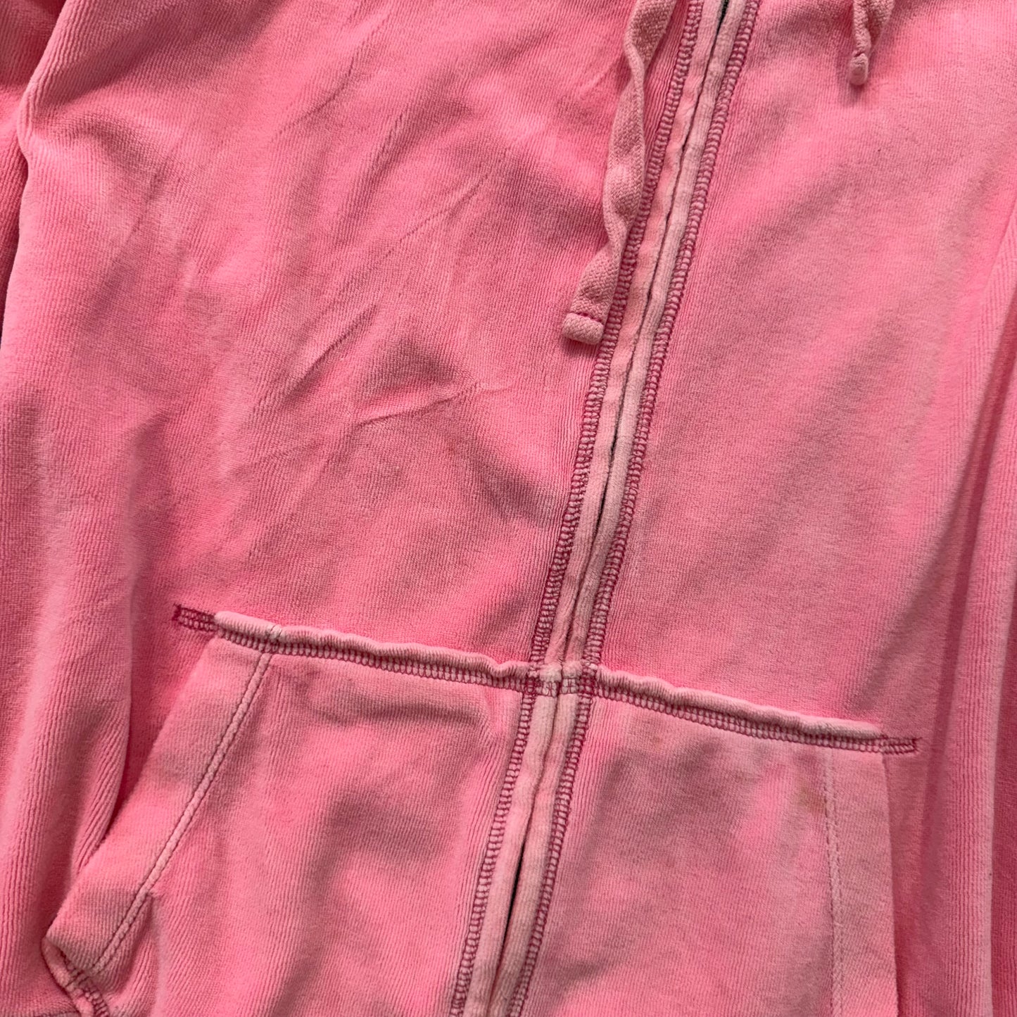 PINK Victoria's Secret Women's Pink Velour Zip-Up Hoodie Long Sleeves Size L