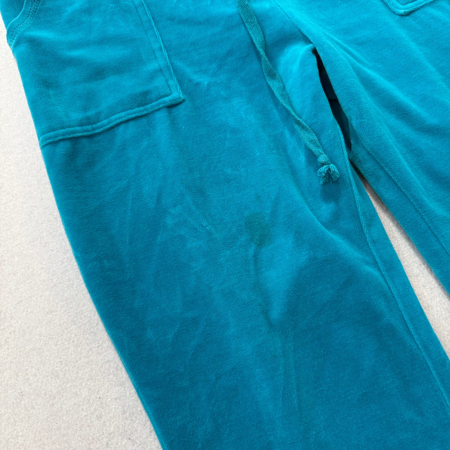 Juicy Couture Women Aqua Blue Velour Flared Track Pant Drawstring Pocket Size XL