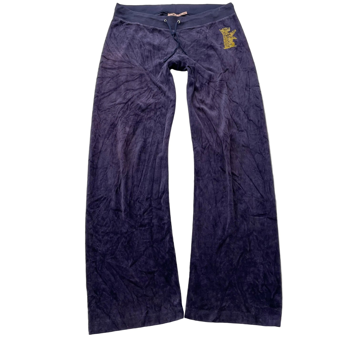 Vintage Juicy Couture Women Deep Purple Velour Flared Track Pant Dog Logo Size L