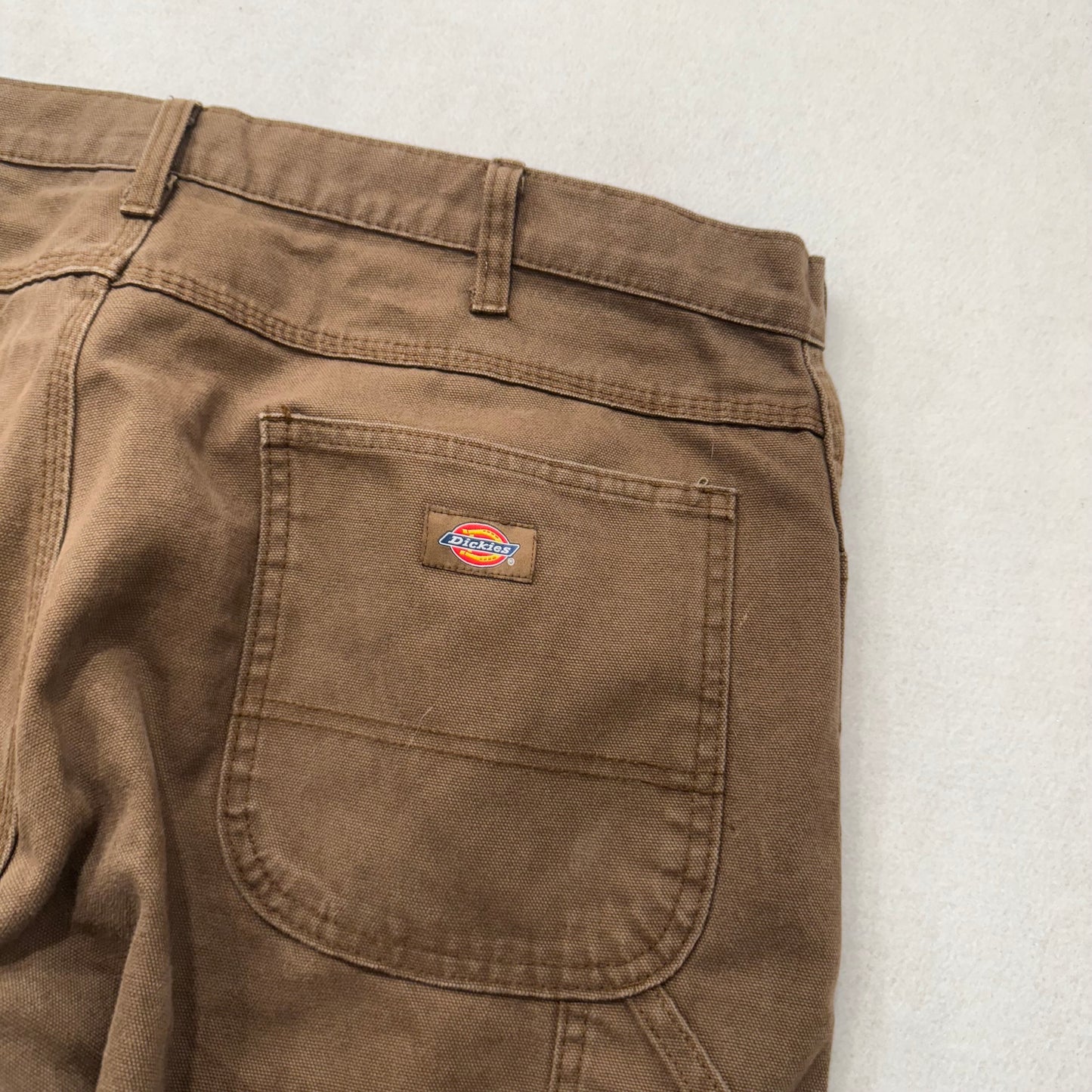 Dickies Men's Brown Cotton Wide Leg Baggy Carpenter Pants Hammer Loop Size 40