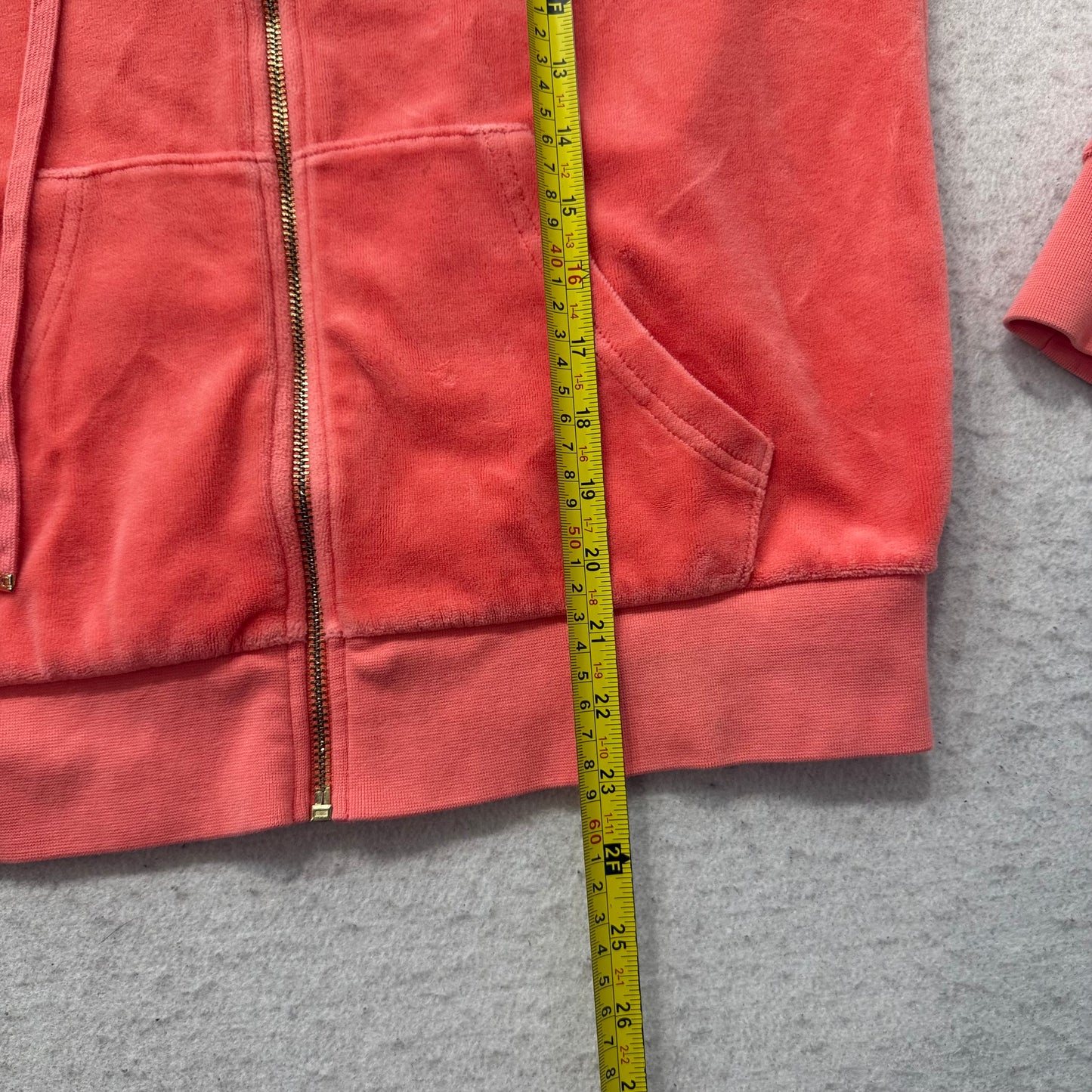 Juicy Couture “Choose Juicy” Women's Orange Velour Zip-Up Hoodie Rhinestone - S