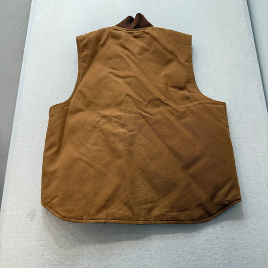 Carhartt Young Life Unionville Men's Brown Canvas Duck Vest Quilt Lined Size XL
